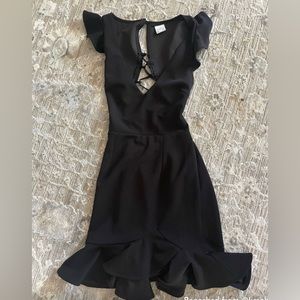 Take Note Frill Dress-Selfie Leslie - Small -Mini- Black